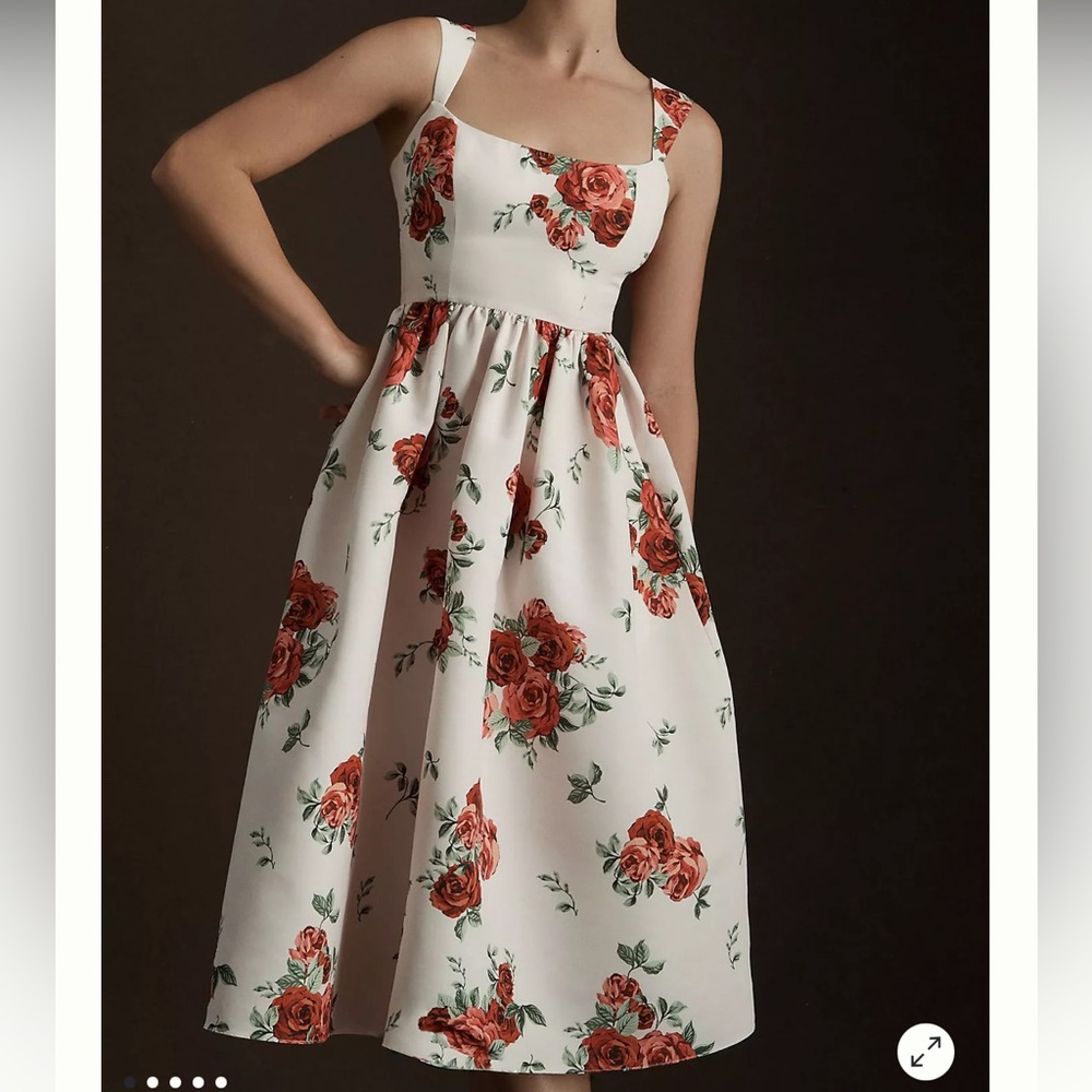 New Anthropologie Sachin & Babi Blaine Square-Neck Midi Dress Sz 6 Pink Floral